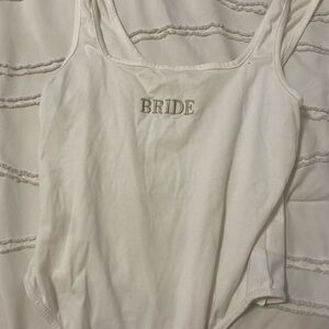 "BRIDE" Embroidered White Body Suit